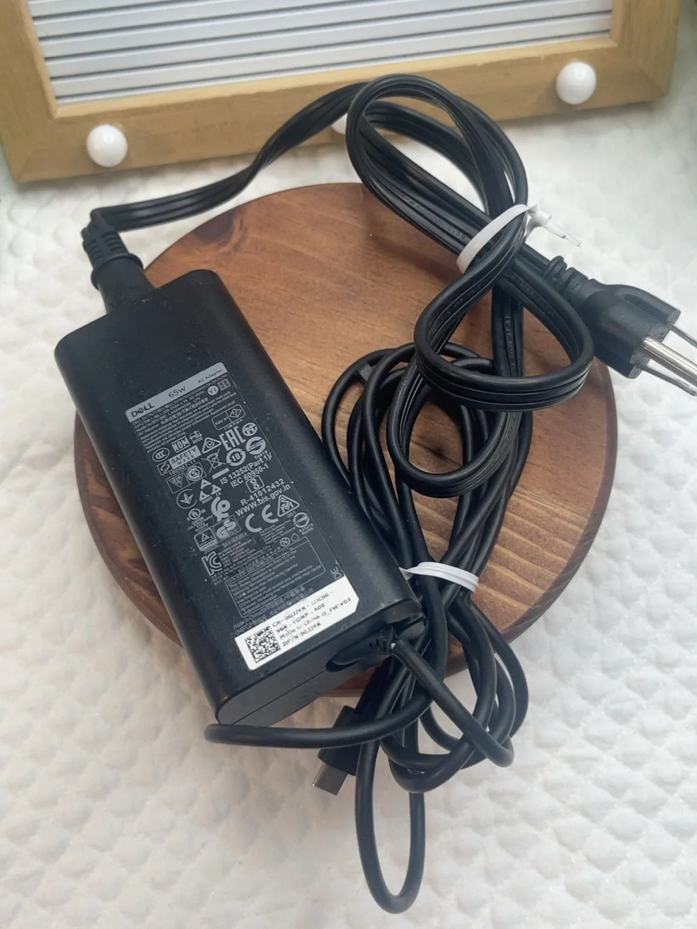 Dell Black AC Laptop Power Adapter with Attached Cord